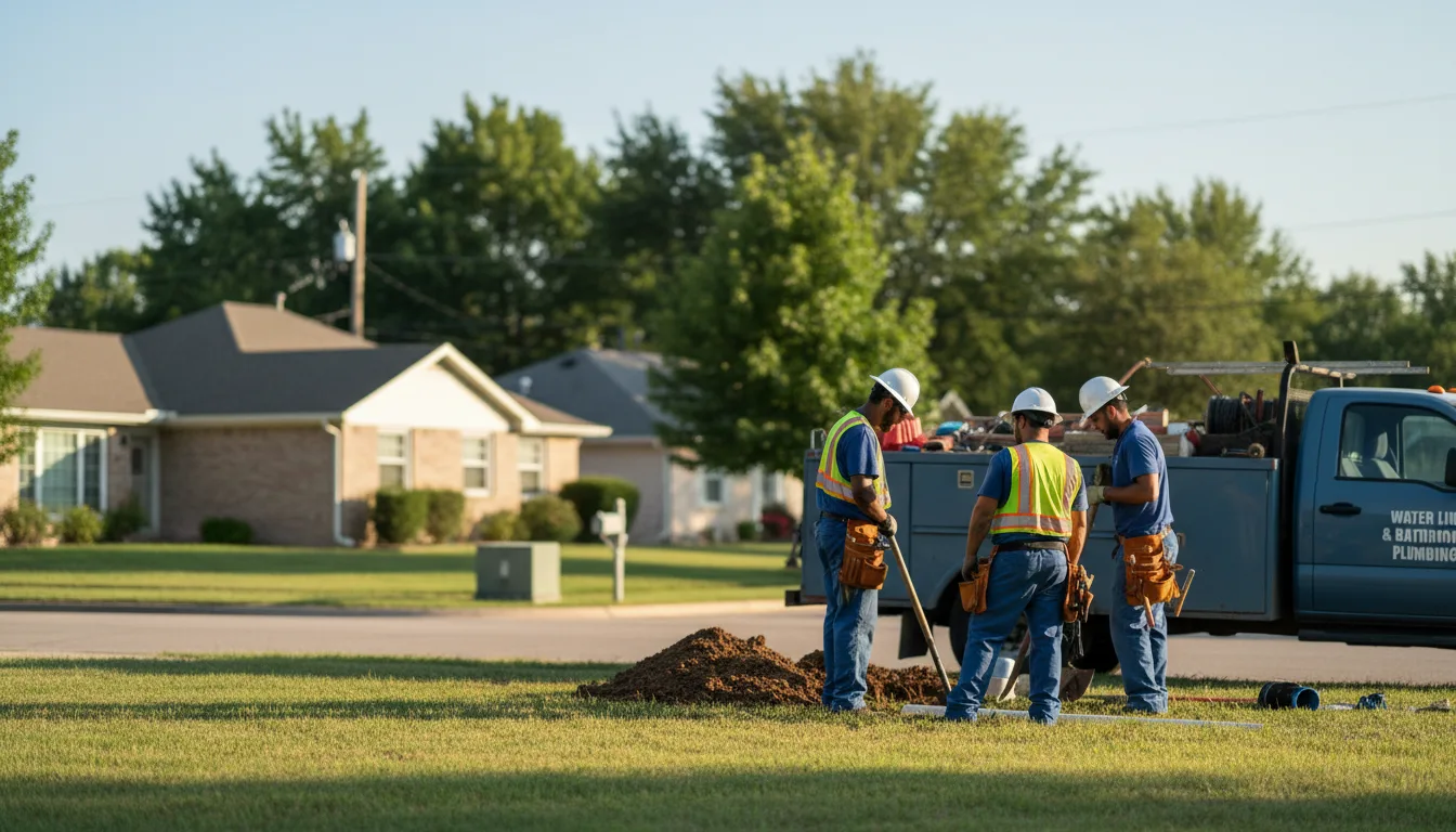 Residential water line and bathroom plumbing service in Spiro, OK